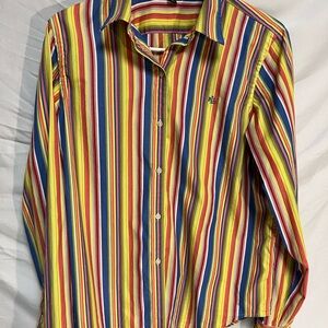 Colorful Striped women’s button down shirt colorful